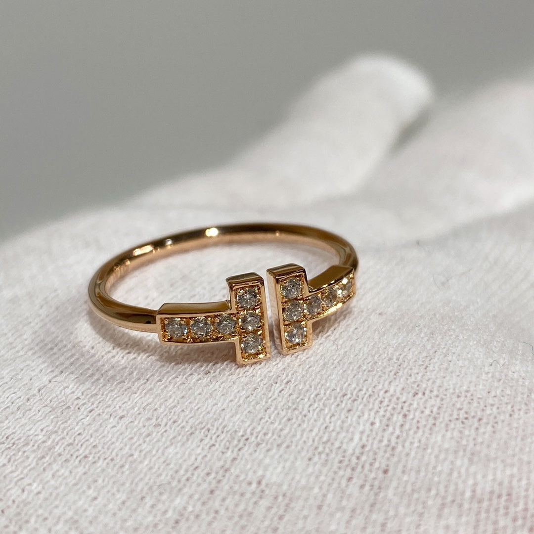 TIFFANY T WIRE RING DIAMOND PINK GOLD