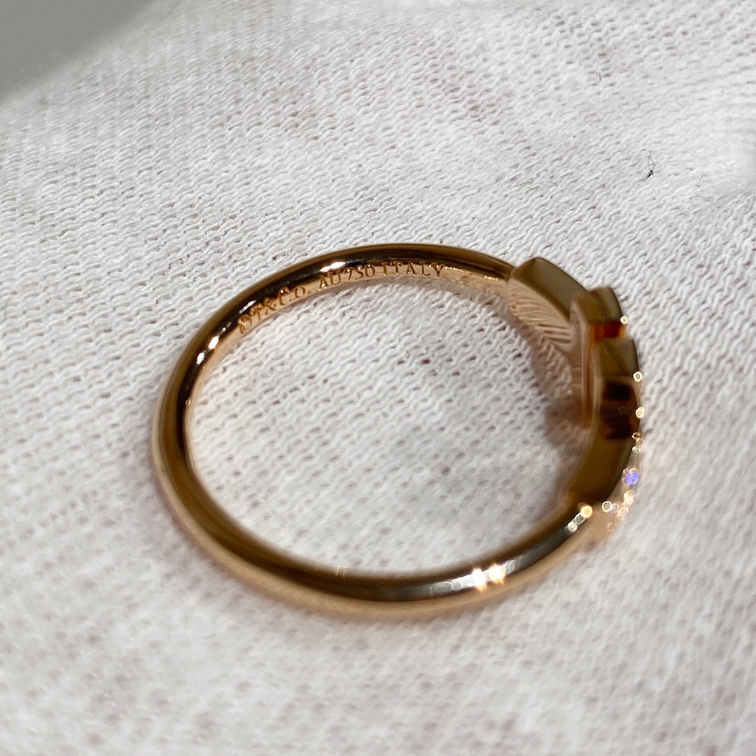 TIFFANY T WIRE RING DIAMOND PINK GOLD