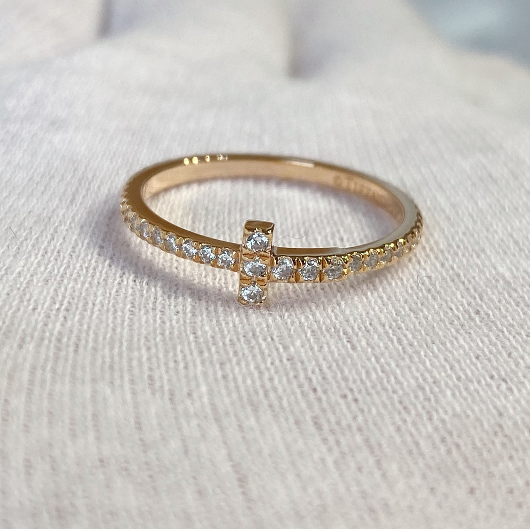 TIFFANY T RING DIAMOND PINK GOLD