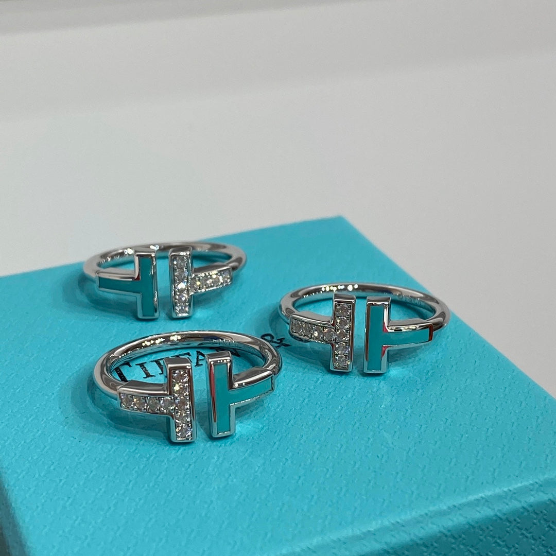 TIFFANY T WIRE TURQUOISE DIAMOND RING SILVER