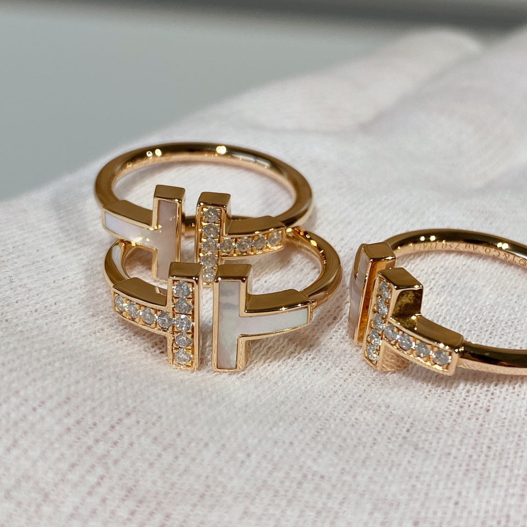 TIFFANY T WIRE MOP DIAMOND RING PINK GOLD