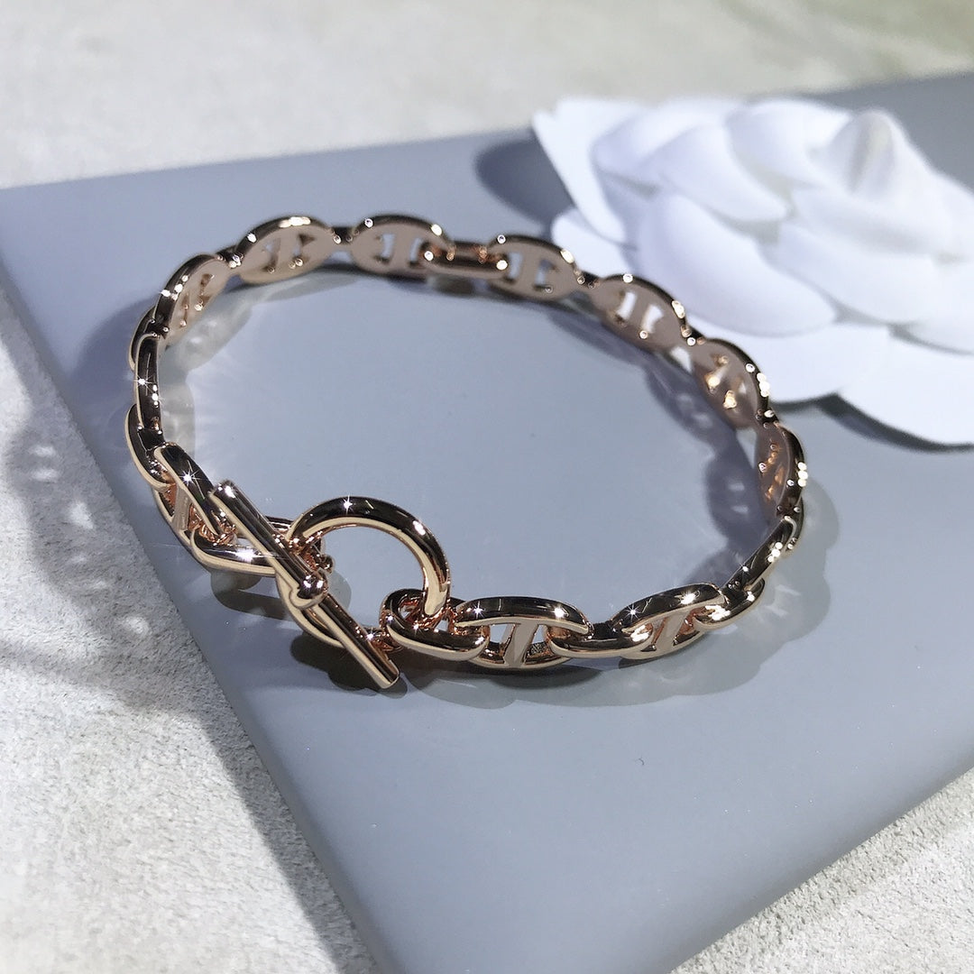 HERMES CHAINE BRACELET PINK GOLD