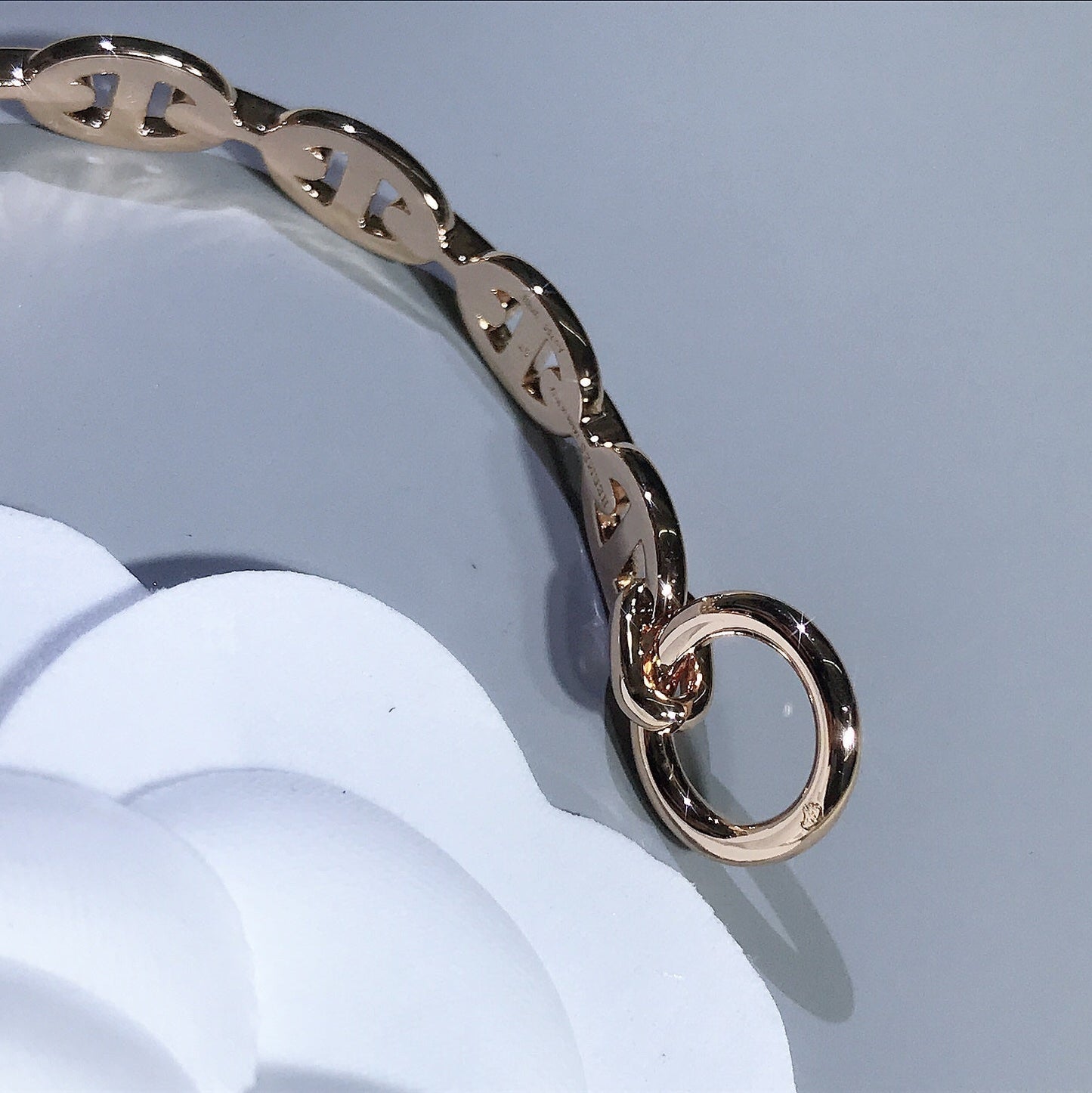 HERMES CHAINE BRACELET PINK GOLD