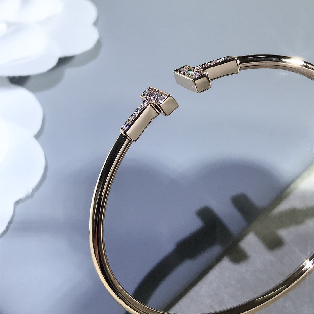 TIFFANY T BRACELET PINK GOLD 1.8MM DIAMOND