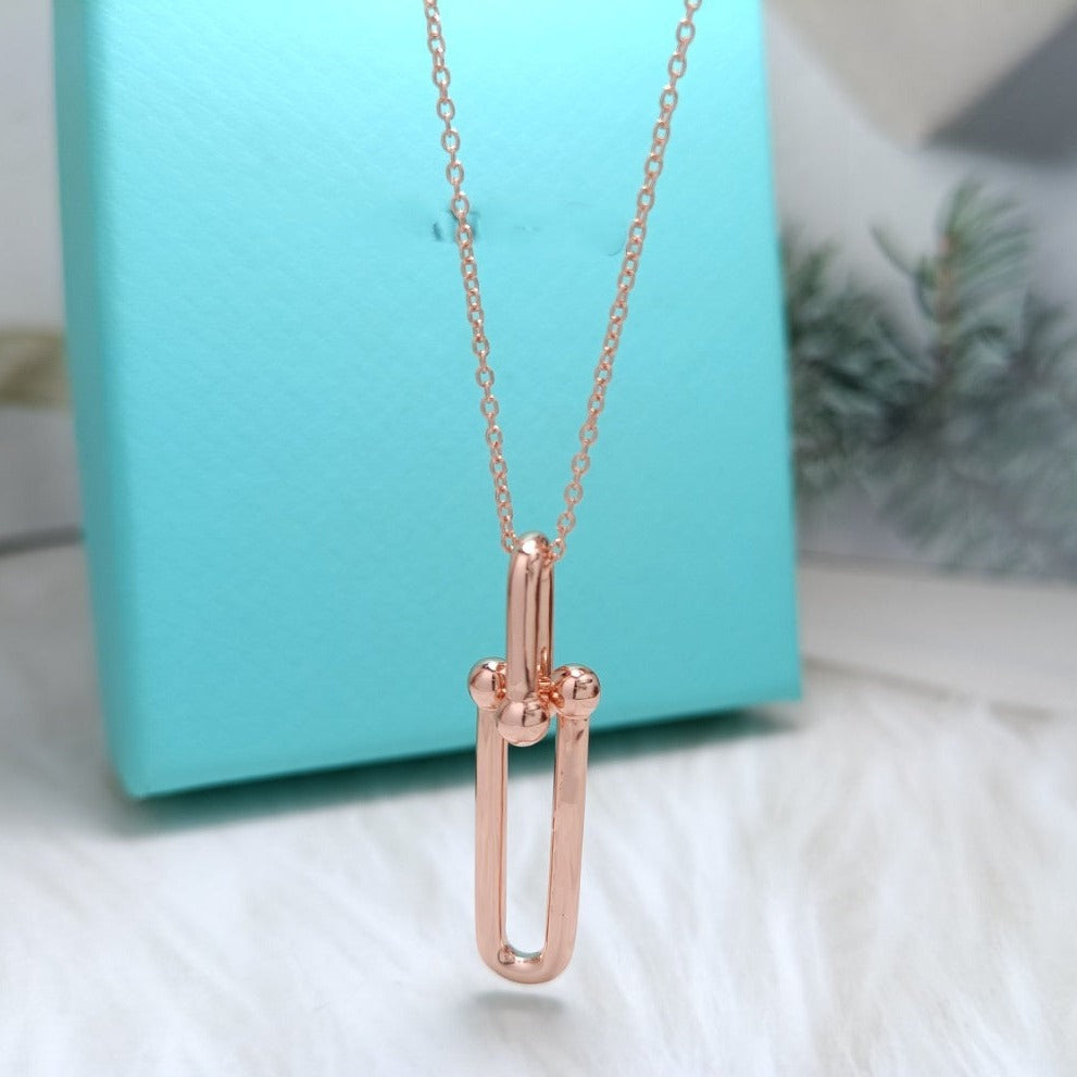 TIFFANY HARDWEAR DROP DOUBLE LINK PEDANT NECKLACE