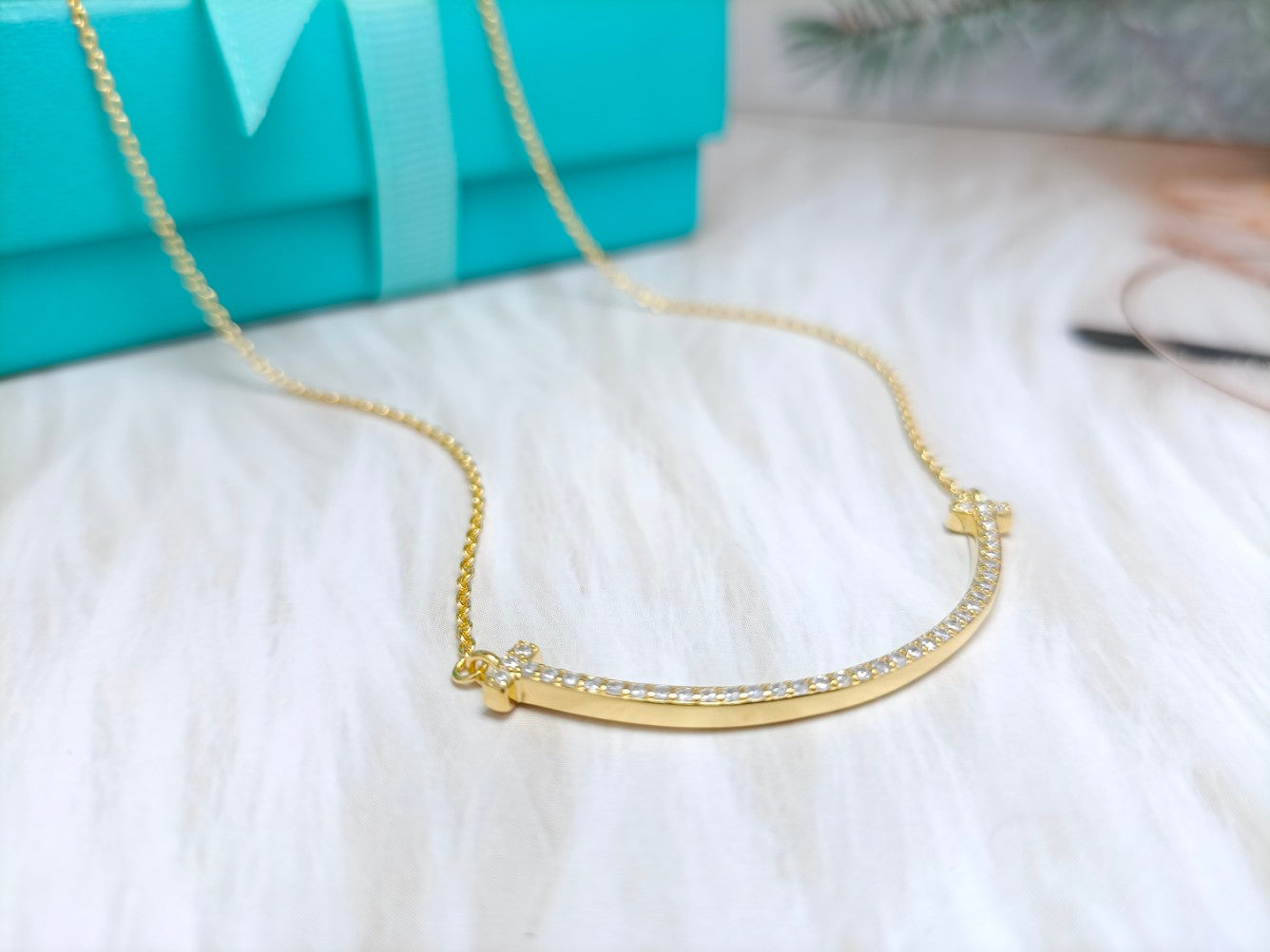 TIFFANY BIG SMILE PEDANT DIAMOND NECKLACE