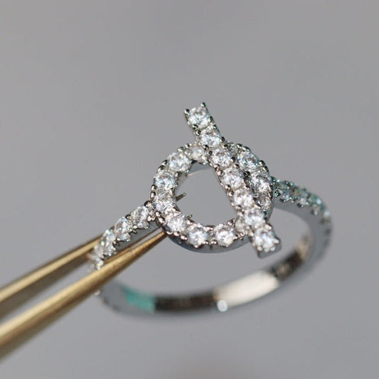 HERMES ECHAPPEE SILVER DIAMOND RING