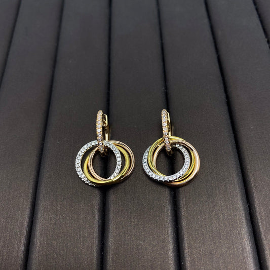 TIFFANY TRINITY EARRINGS GOLD DIAMOND