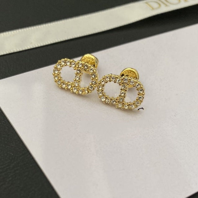 DIOR CD DROP EARRINGS GOLD DIAMOND