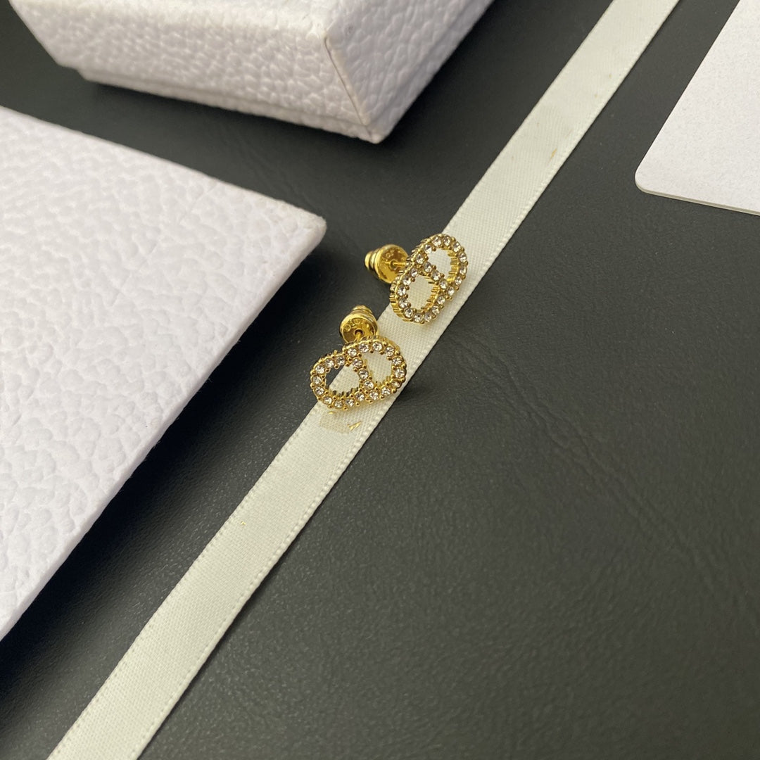 DIOR CD DROP EARRINGS GOLD DIAMOND