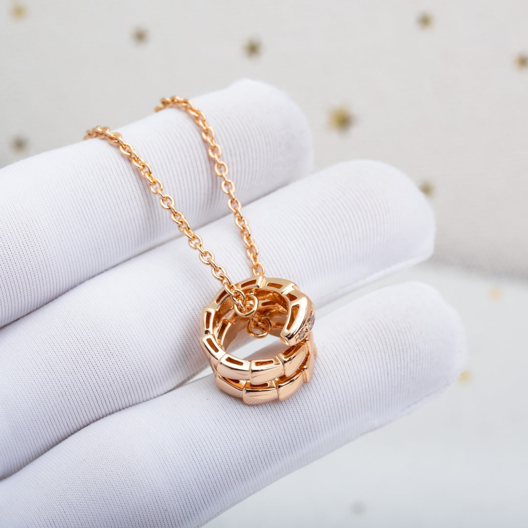 BVLGARI SERPENTI PINK GOLD NECKLACE DIAMOND