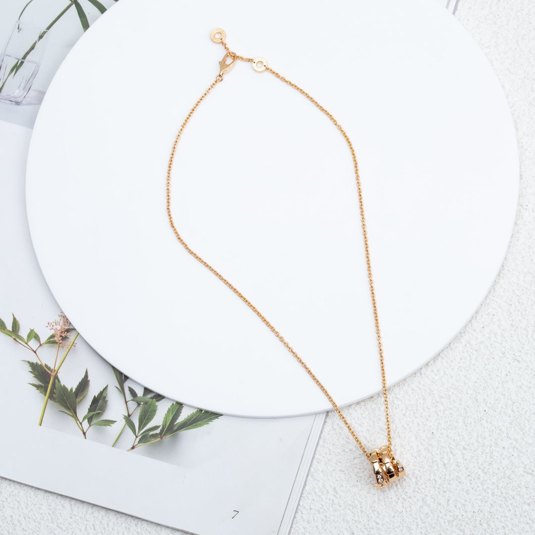 BVLGARI SERPENTI PINK GOLD NECKLACE DIAMOND