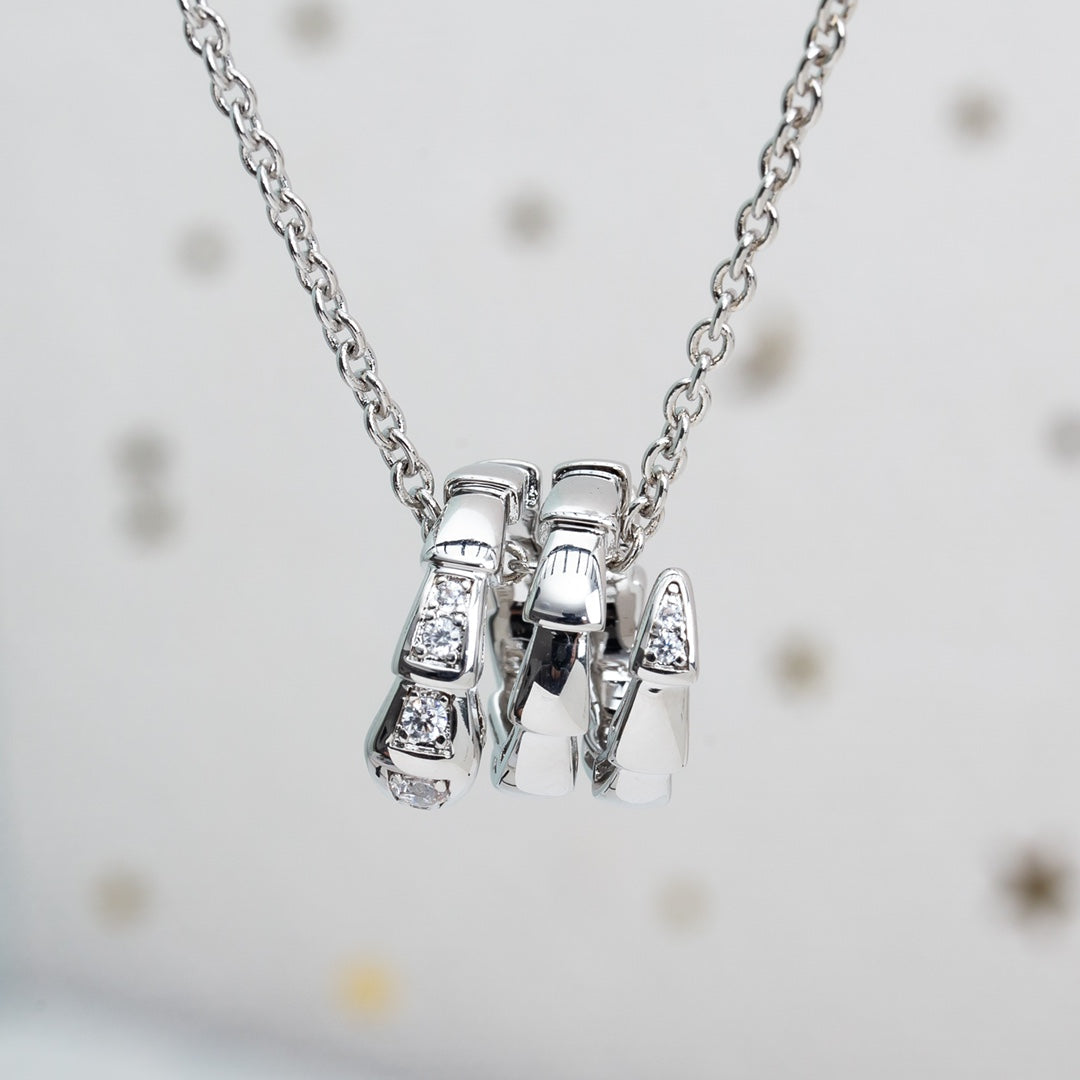 BVLGARI SERPENTI SILVER NECKLACE DIAMOND