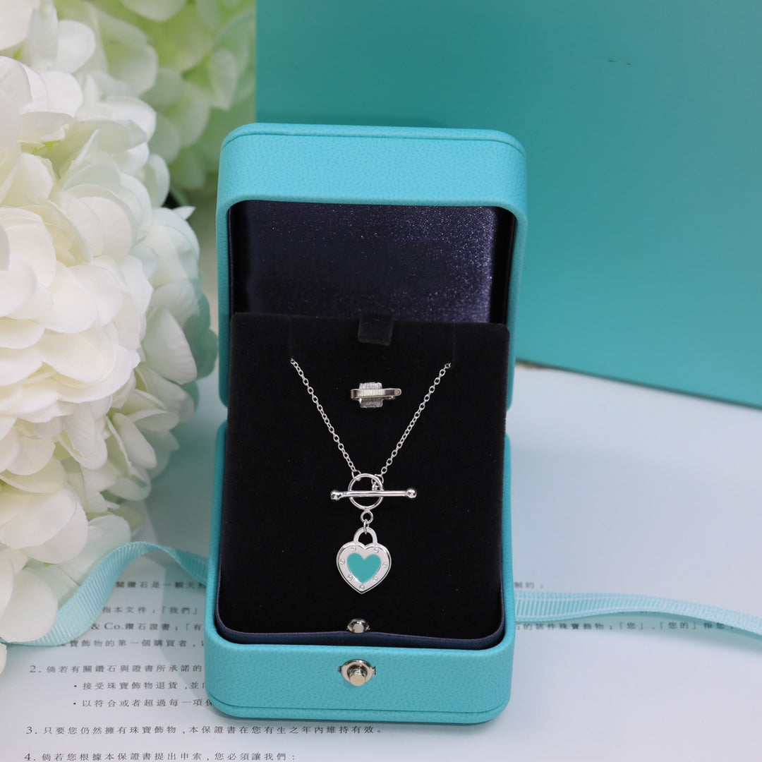 TIFFANY DOUBLE HEART BLUE NECKLACE