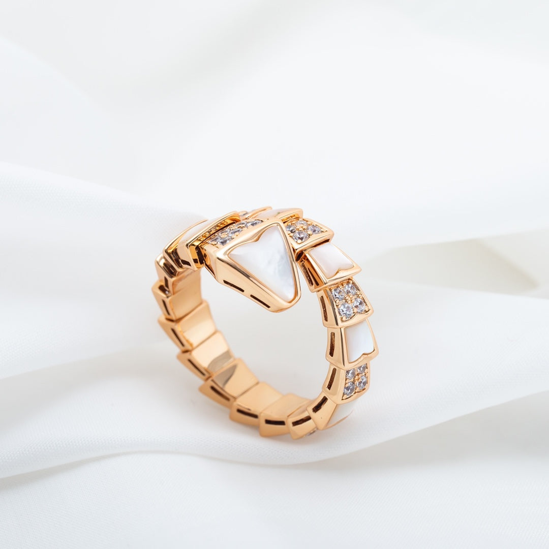 BVLGARI SERPENTI RING PINK GOLD DIAMOND MOP
