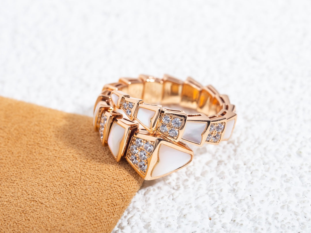 BVLGARI SERPENTI RING PINK GOLD DIAMOND MOP