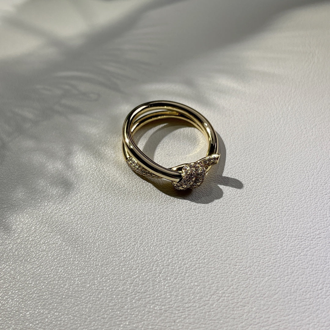 TIFFANY KNOT RING DOUBLE ROW GOLD DIAMOND