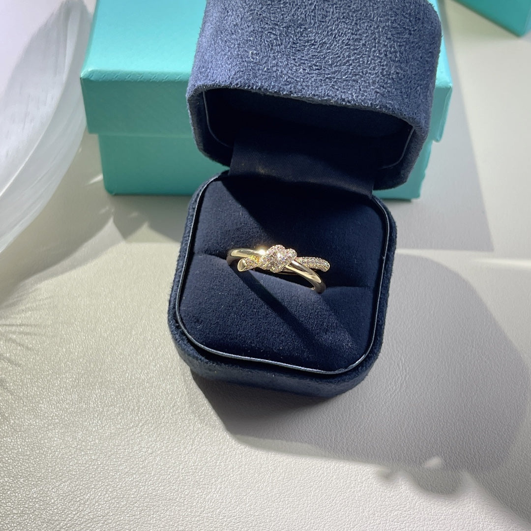 TIFFANY KNOT RING DOUBLE ROW GOLD DIAMOND