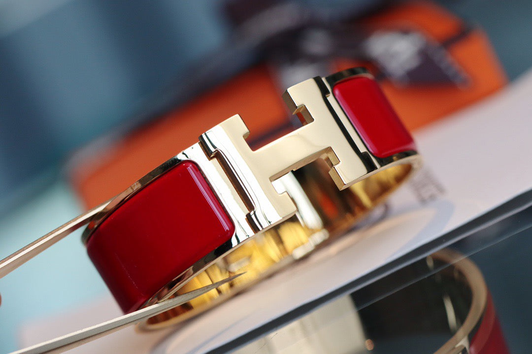 HERMES H BRACELET 18MM GOLD