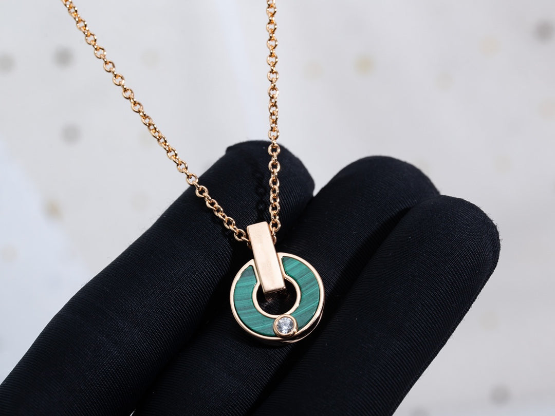 BVLGARI GARI NECKLACE PINK GOLD MALACHITE