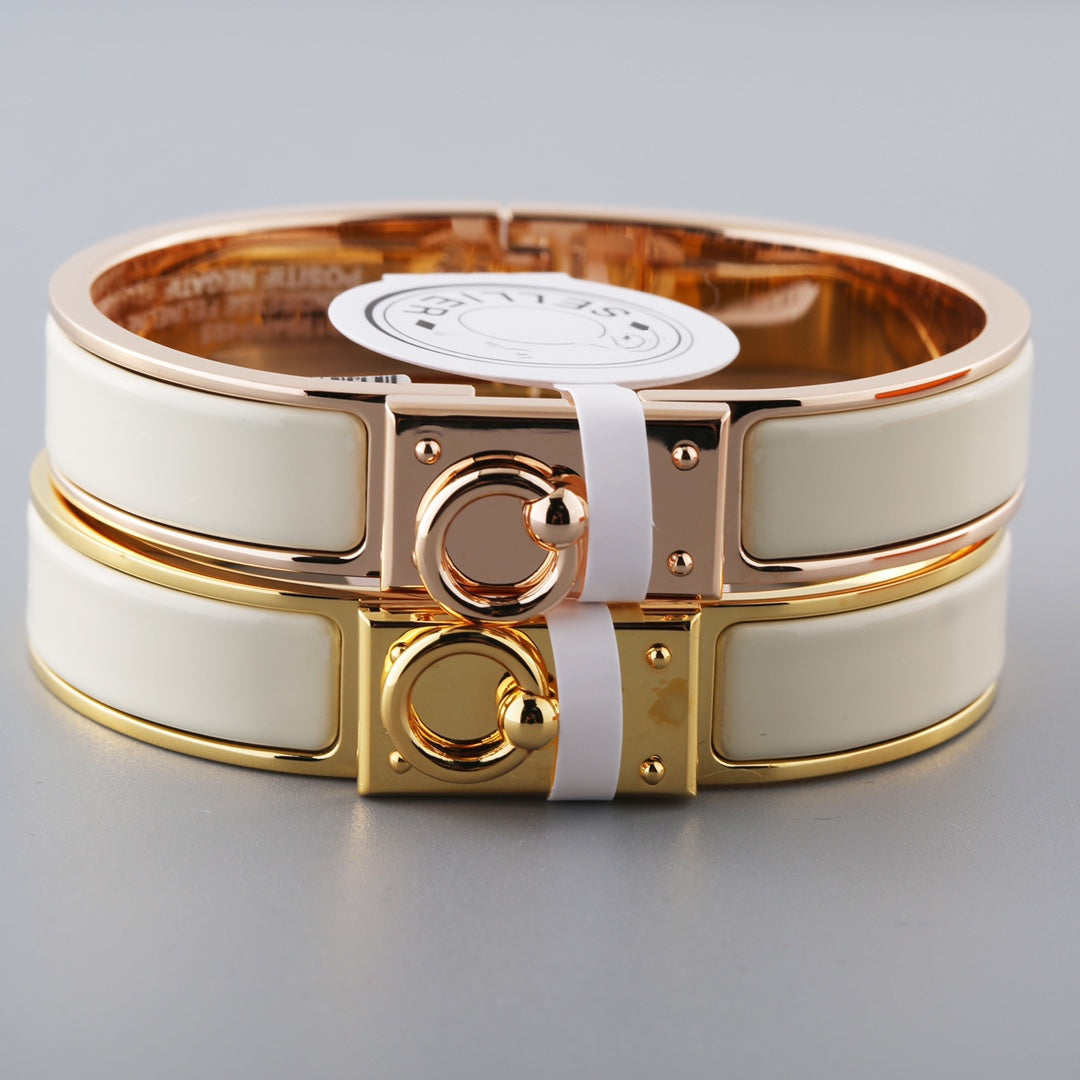 HERMES H RING LOCK BRACELET 12MM GREY
