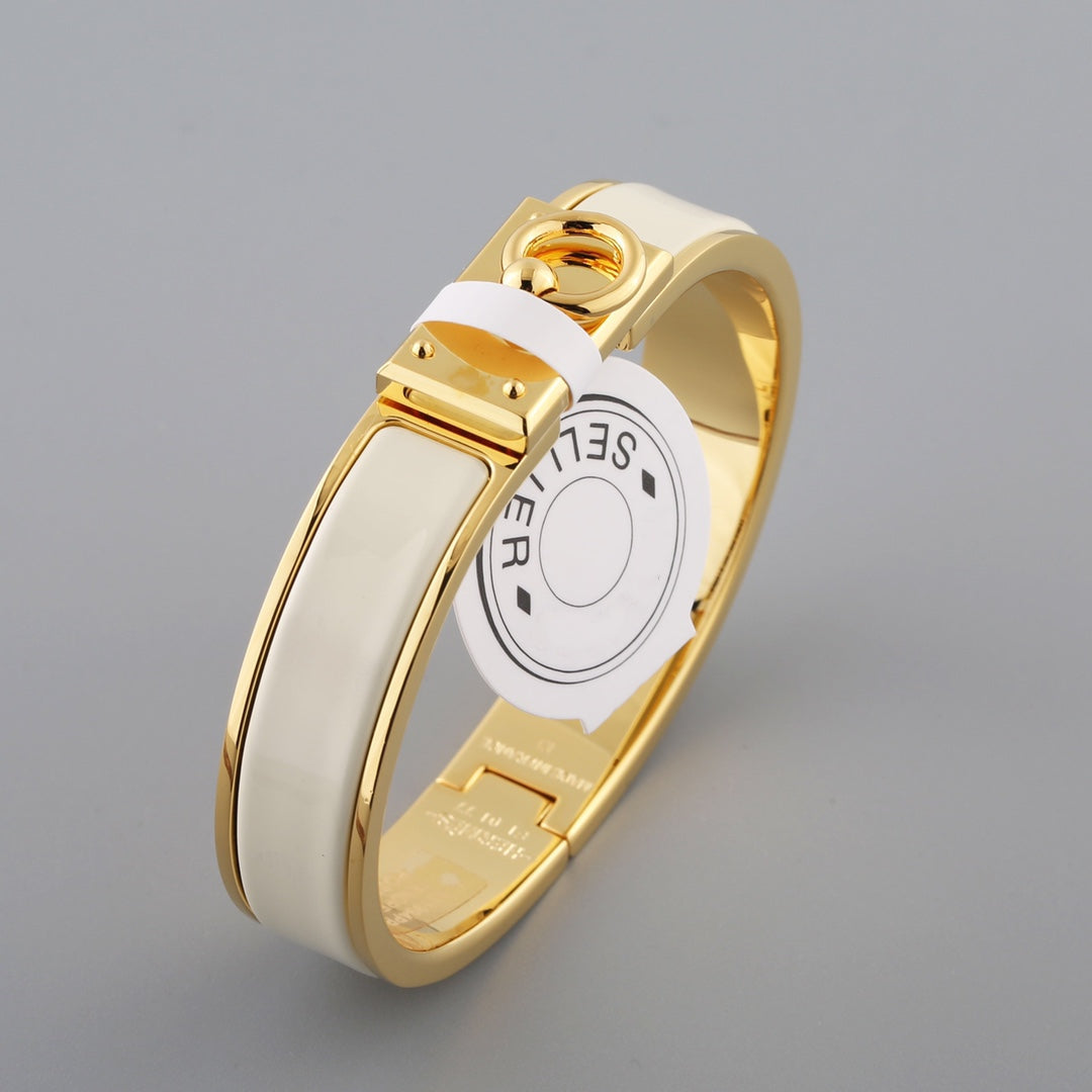 HERMES H RING LOCK BRACELET 12MM GREY