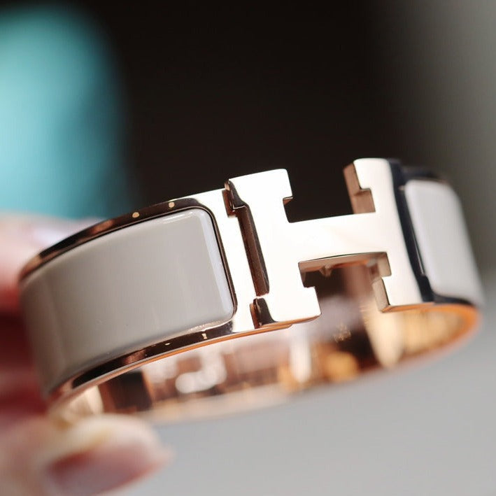 HERMES H BRACELET 18MM PINK GOLD BROWN