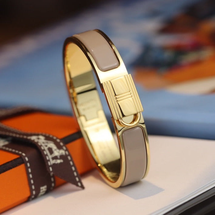 HERMES H LOCK BROWN BRACELET 12MM
