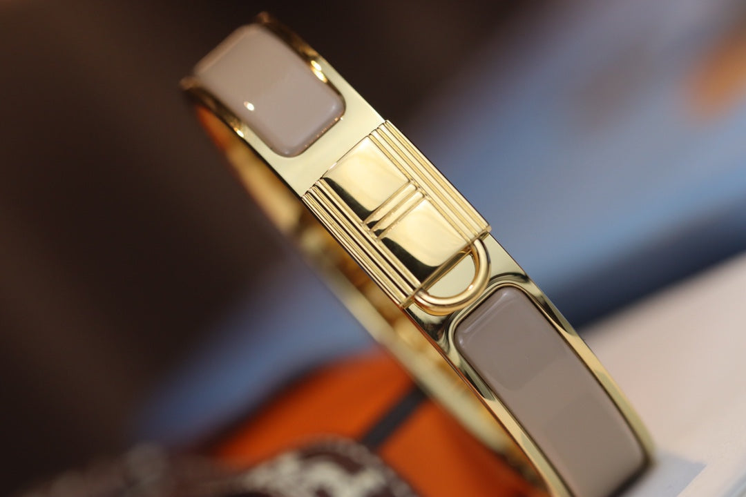 HERMES H LOCK BROWN BRACELET 12MM