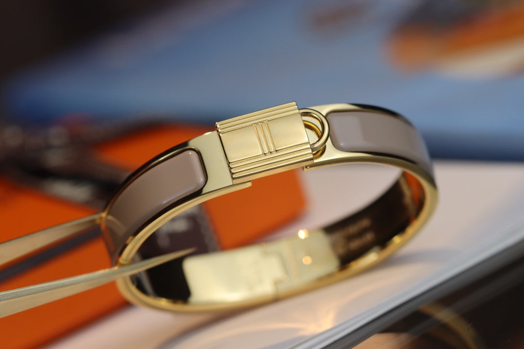 HERMES H LOCK BROWN BRACELET 12MM