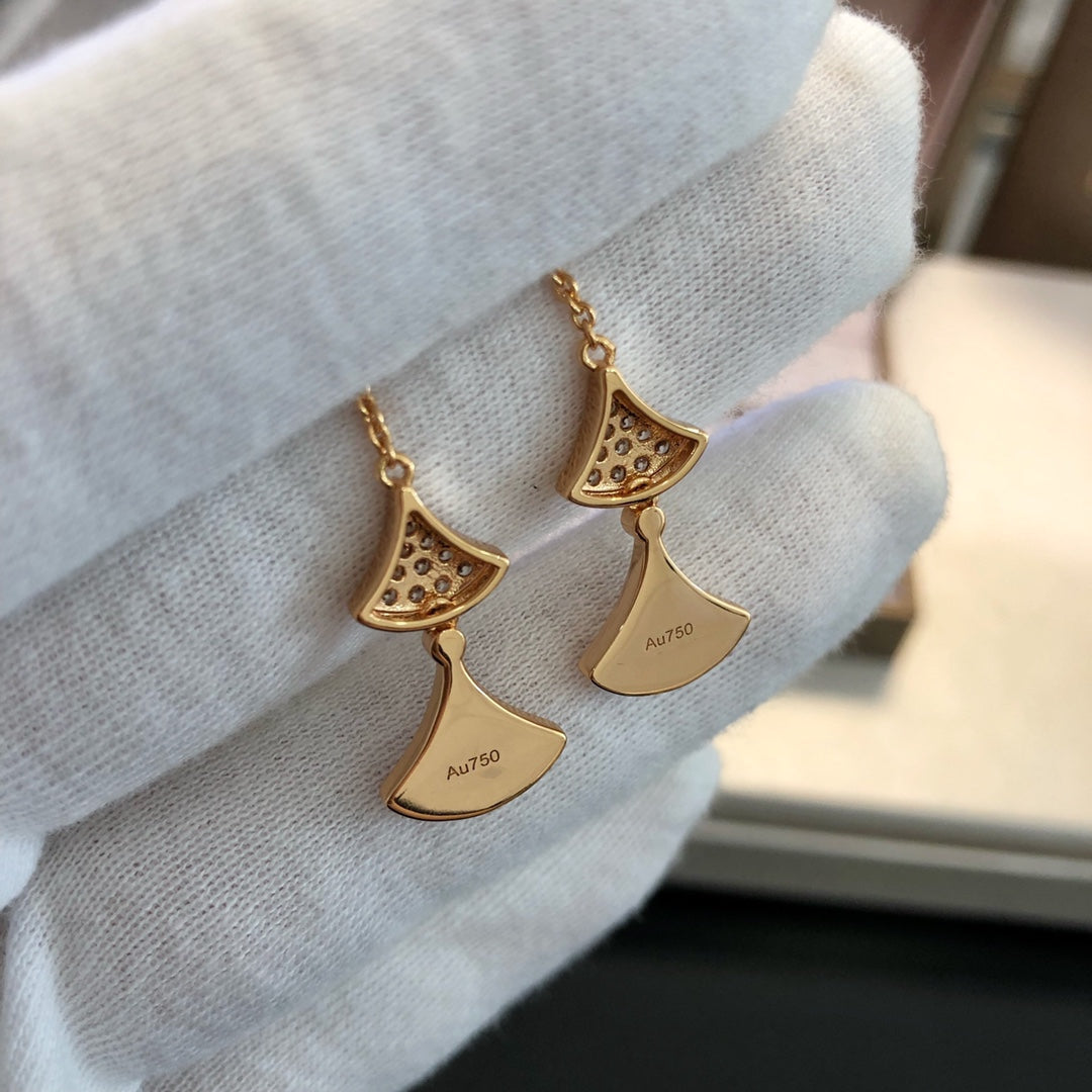 BVLGARI DREAM EARRINGS 3 MOTIFS DIAMOND MOP PINK GOLD