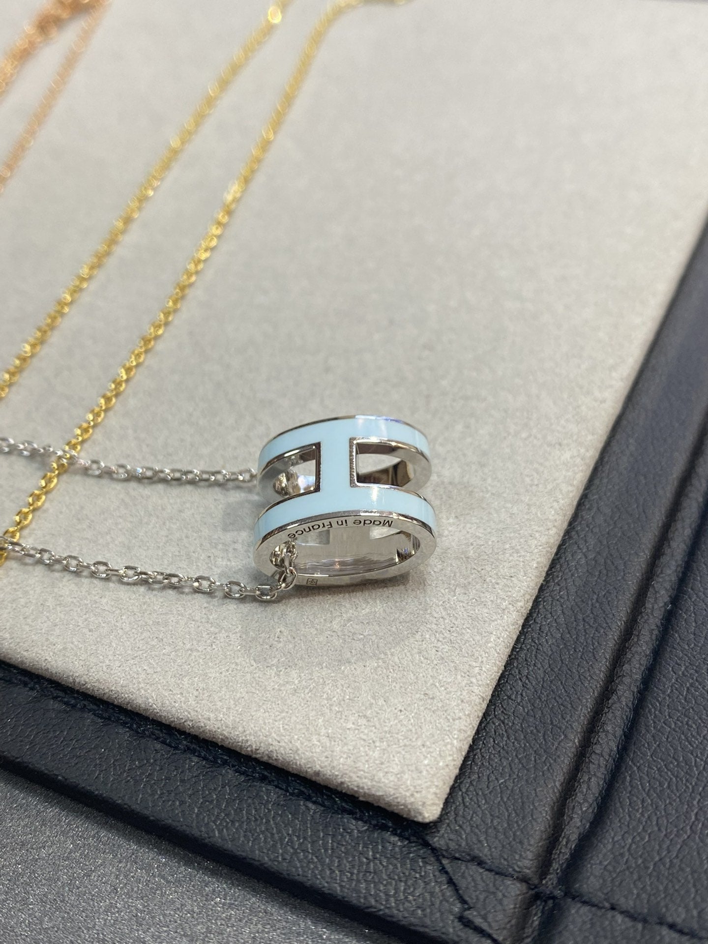 HERMES POP H LIGHT BLUE NECKLACE