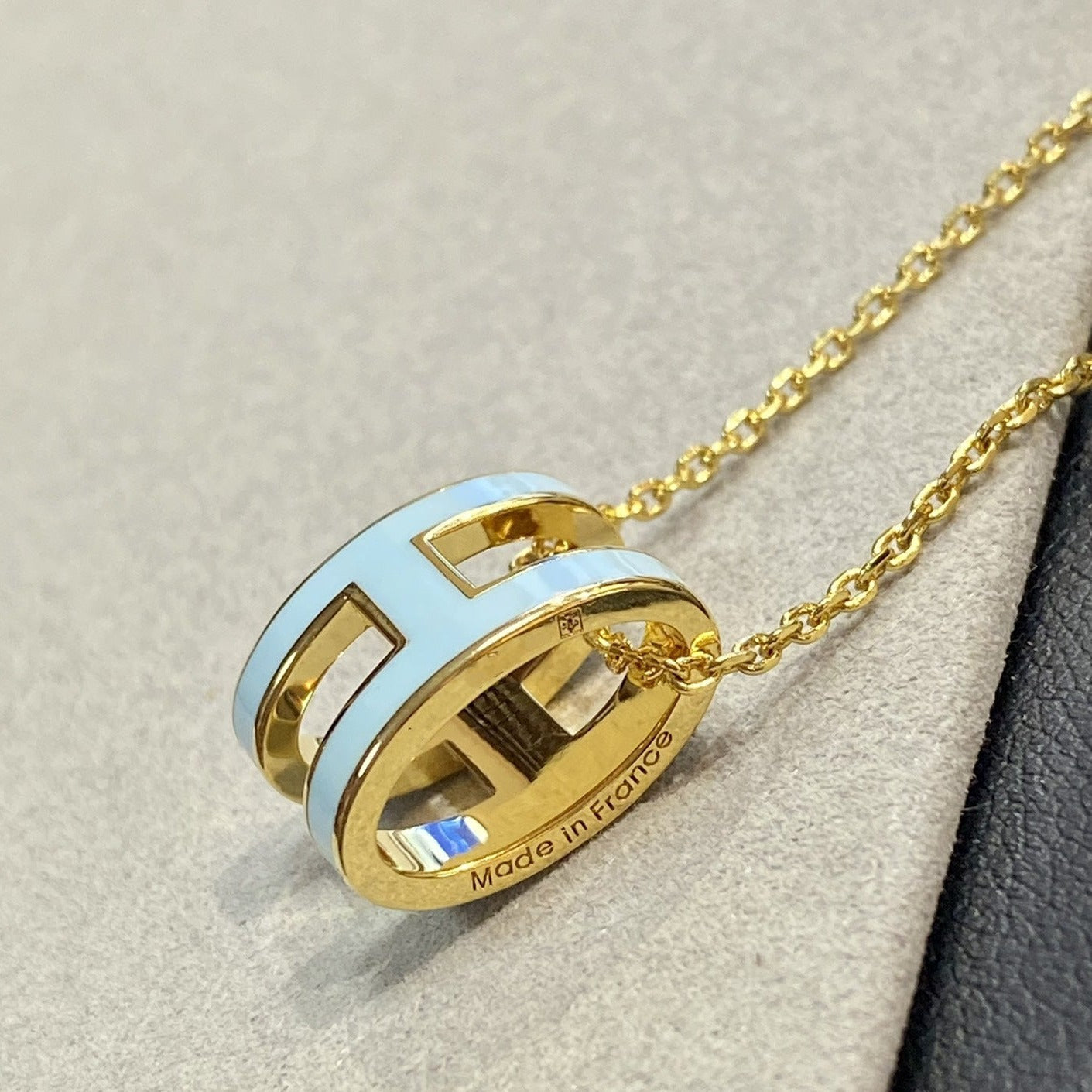 HERMES POP H LIGHT BLUE NECKLACE