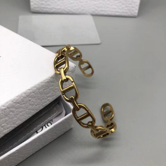 DIOR CD MOTIF GOLD CUFF BRACELET
