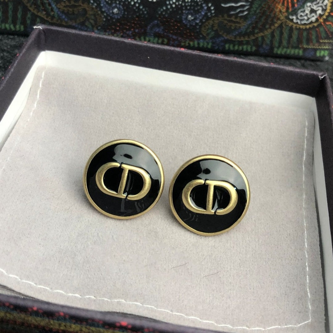 DIOR CD STUD ONYX EARRINGS