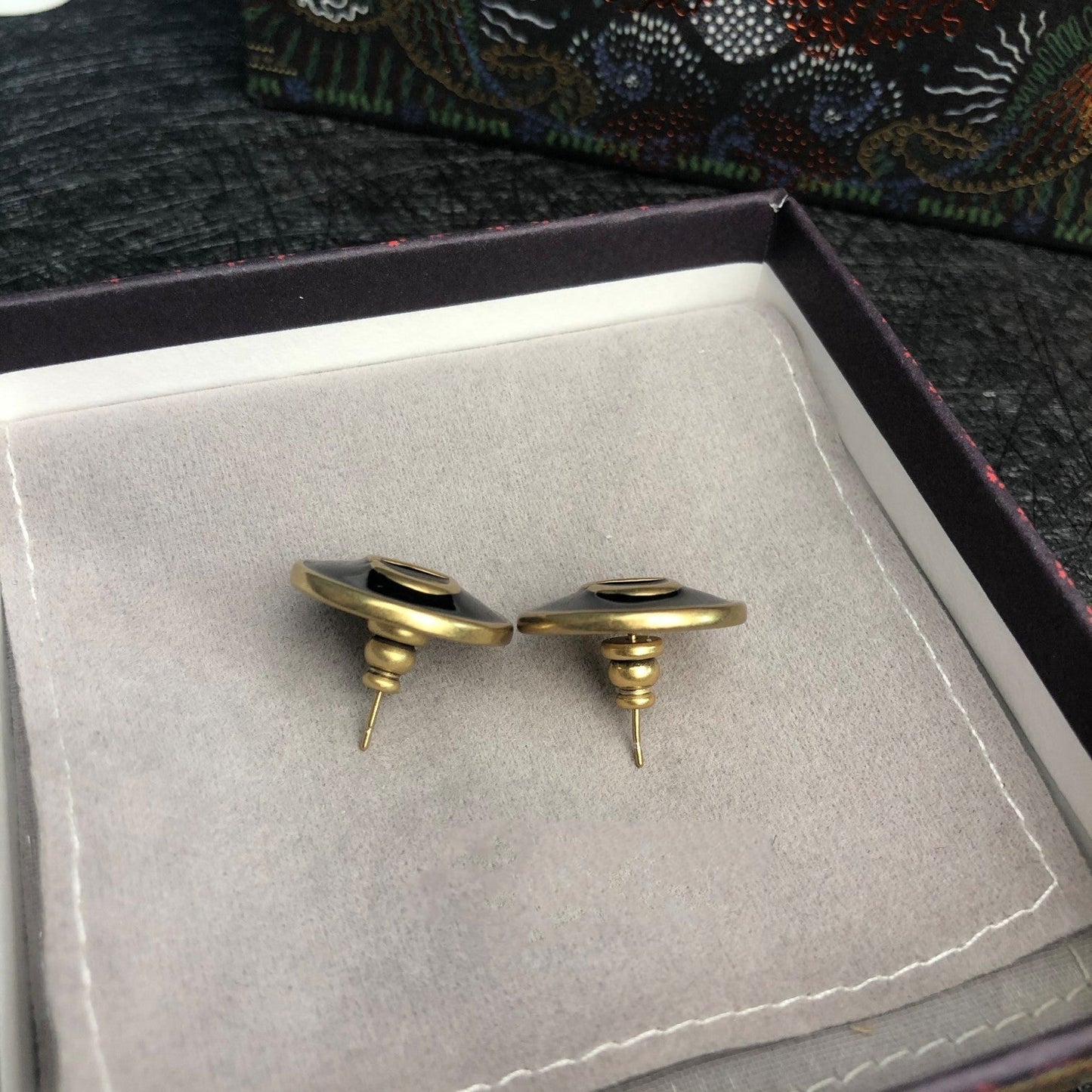 DIOR CD STUD ONYX EARRINGS
