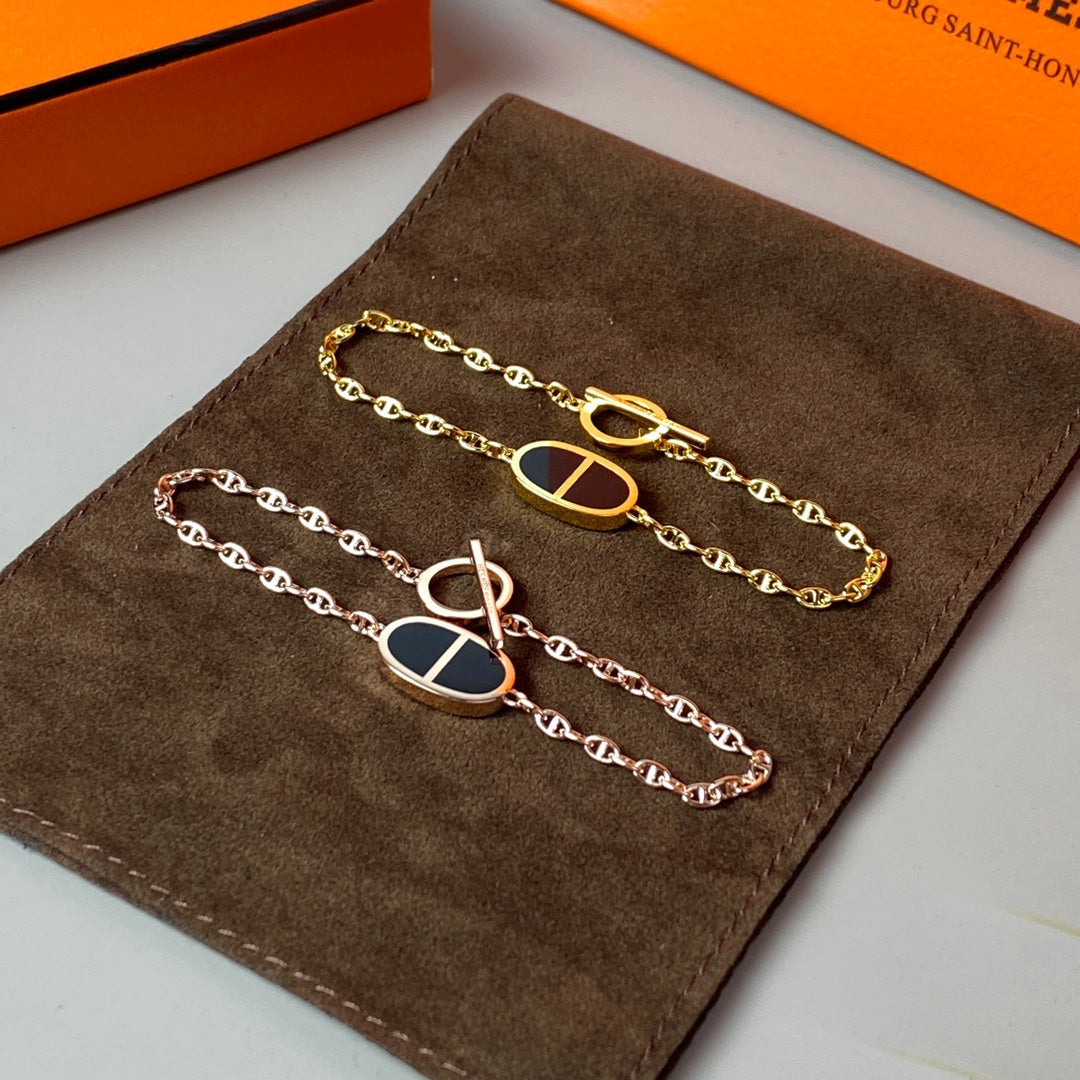 HERMES CHAINE BLACK CERAMIC BRACELET