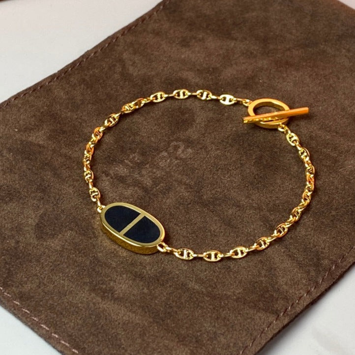 HERMES CHAINE BLACK CERAMIC BRACELET