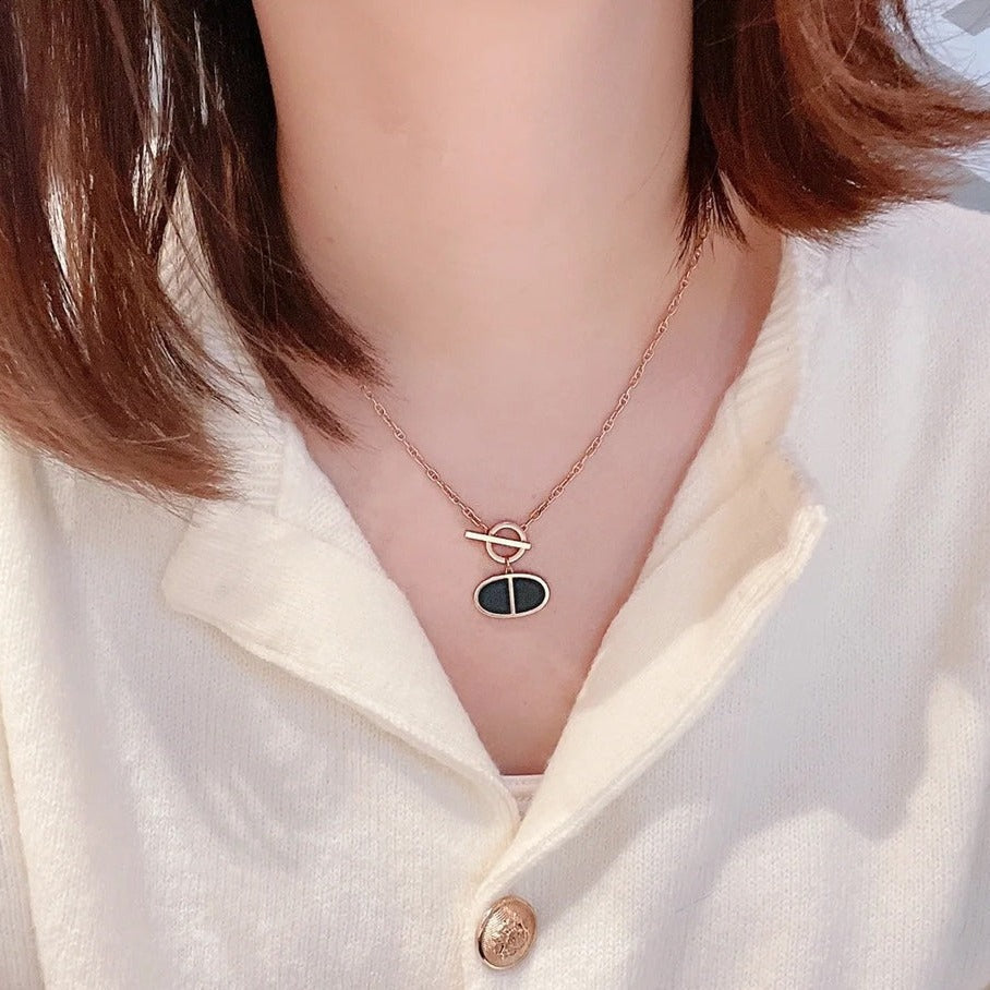 HERMES CHAINE VERSO BLACK CERAMIC NECKLACE
