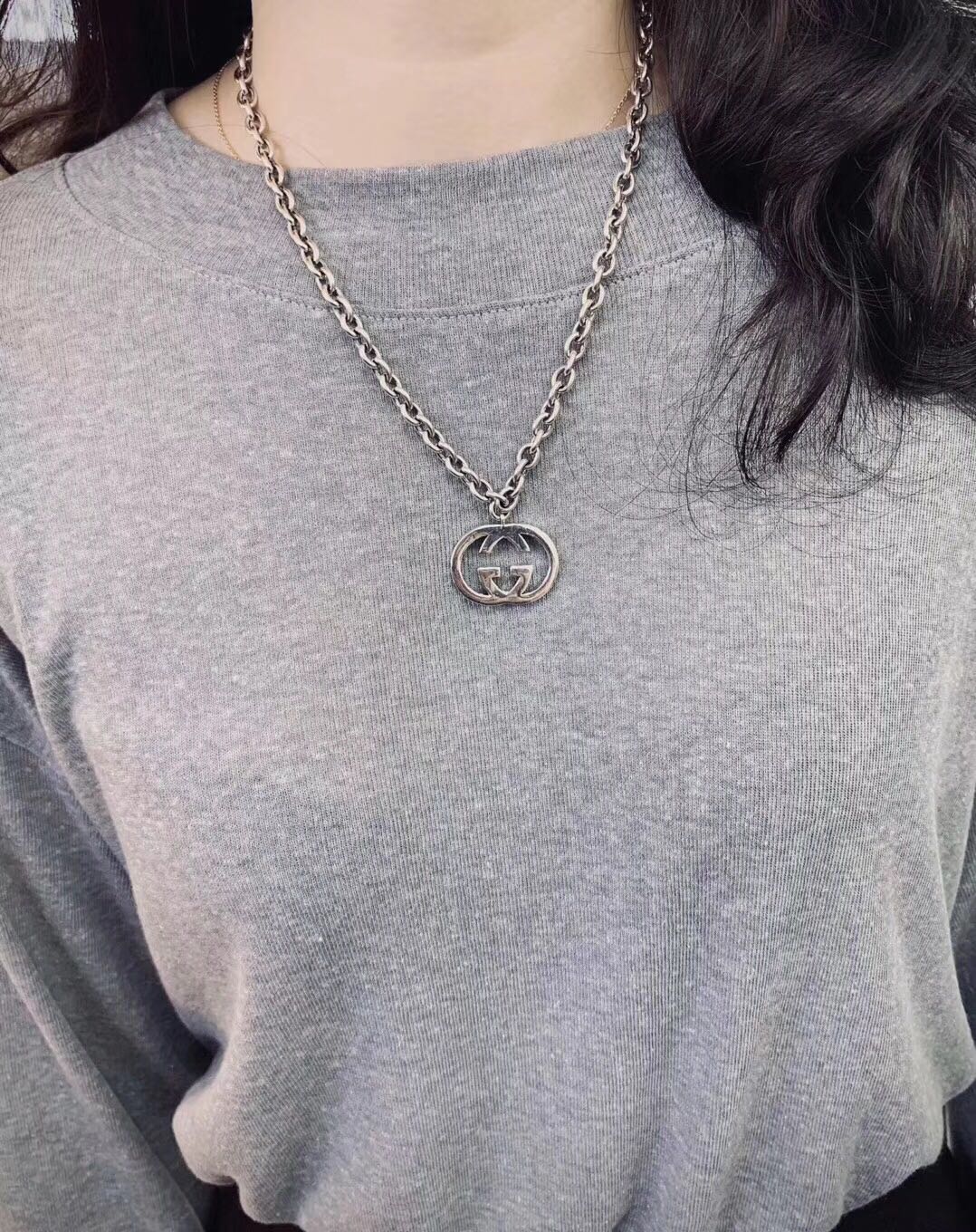 GUCCI GG PEDANT SILVER NECKLACE