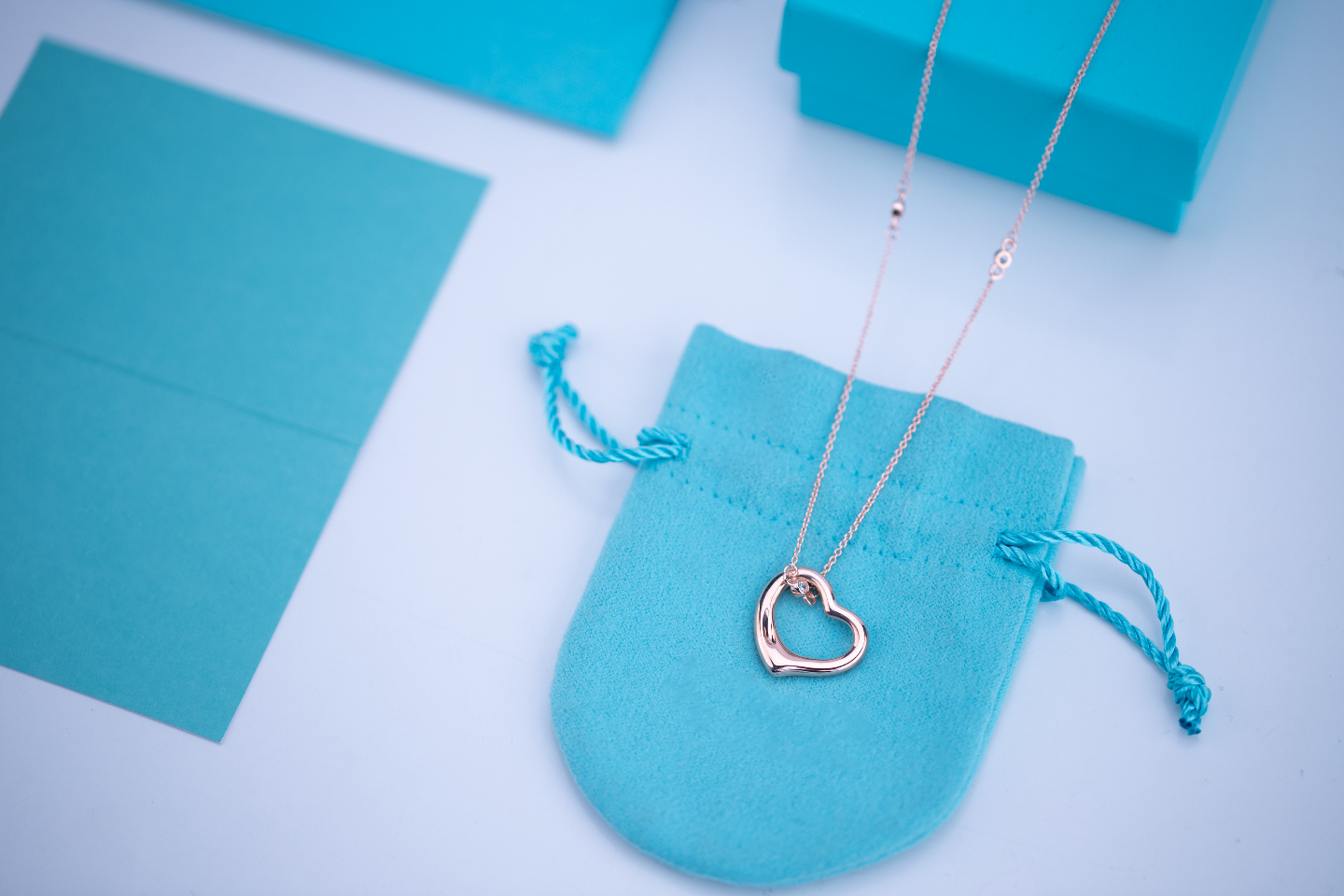 TIFFANY OPEN HEART PEDANT PINK GOLD NECKLACE