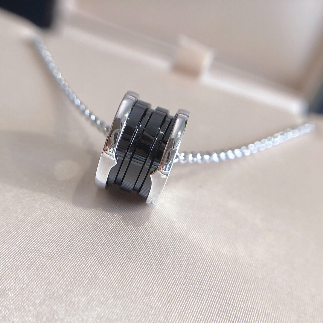 BVLGARI ZERO 1 BLACK CERAMIC SILVER NECKLACE