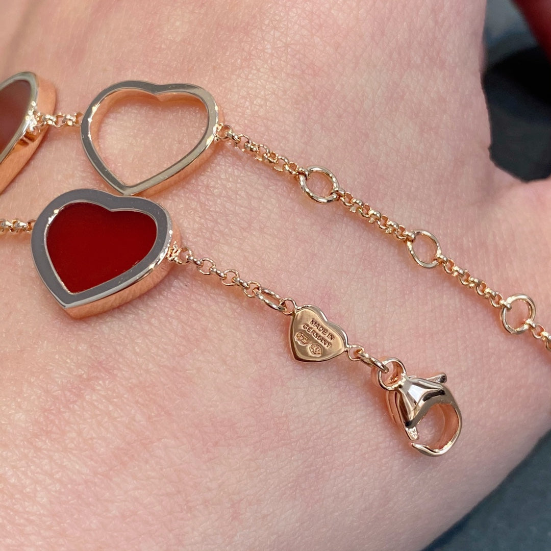 CHOPARD HAPPY HEART CARNELIAN PINK GOLD BRACELET