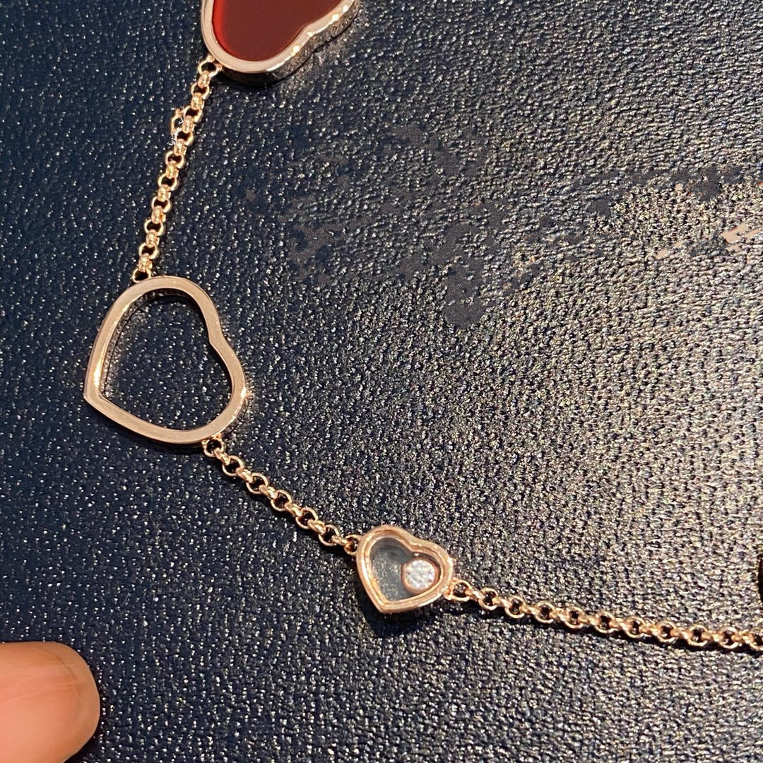 CHOPARD HAPPY HEART CARNELIAN PINK GOLD BRACELET