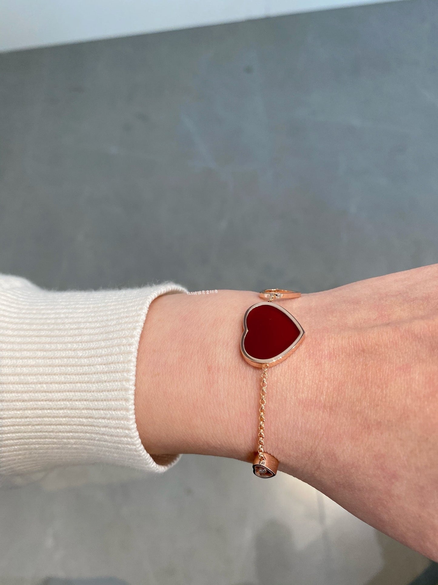 CHOPARD HAPPY HEART CARNELIAN PINK GOLD BRACELET