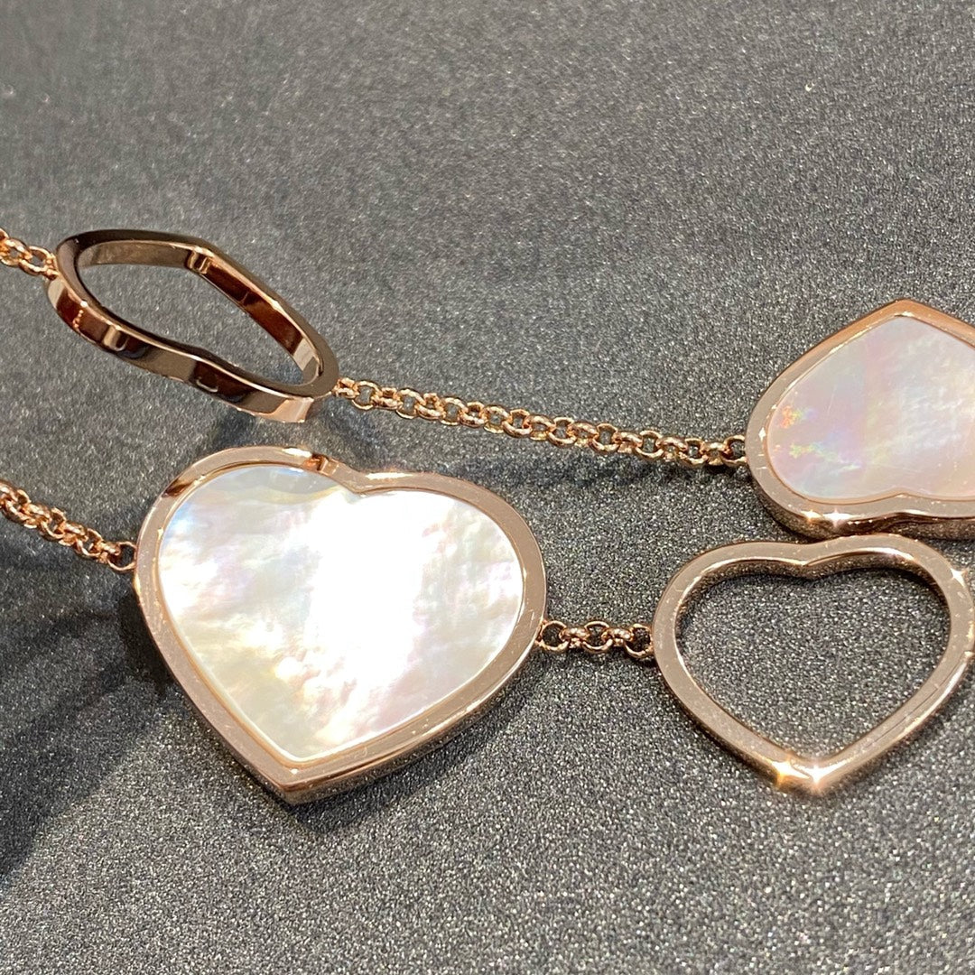 CHOPARD HAPPY HEART WHITE MOP PINK GOLD BRACELET