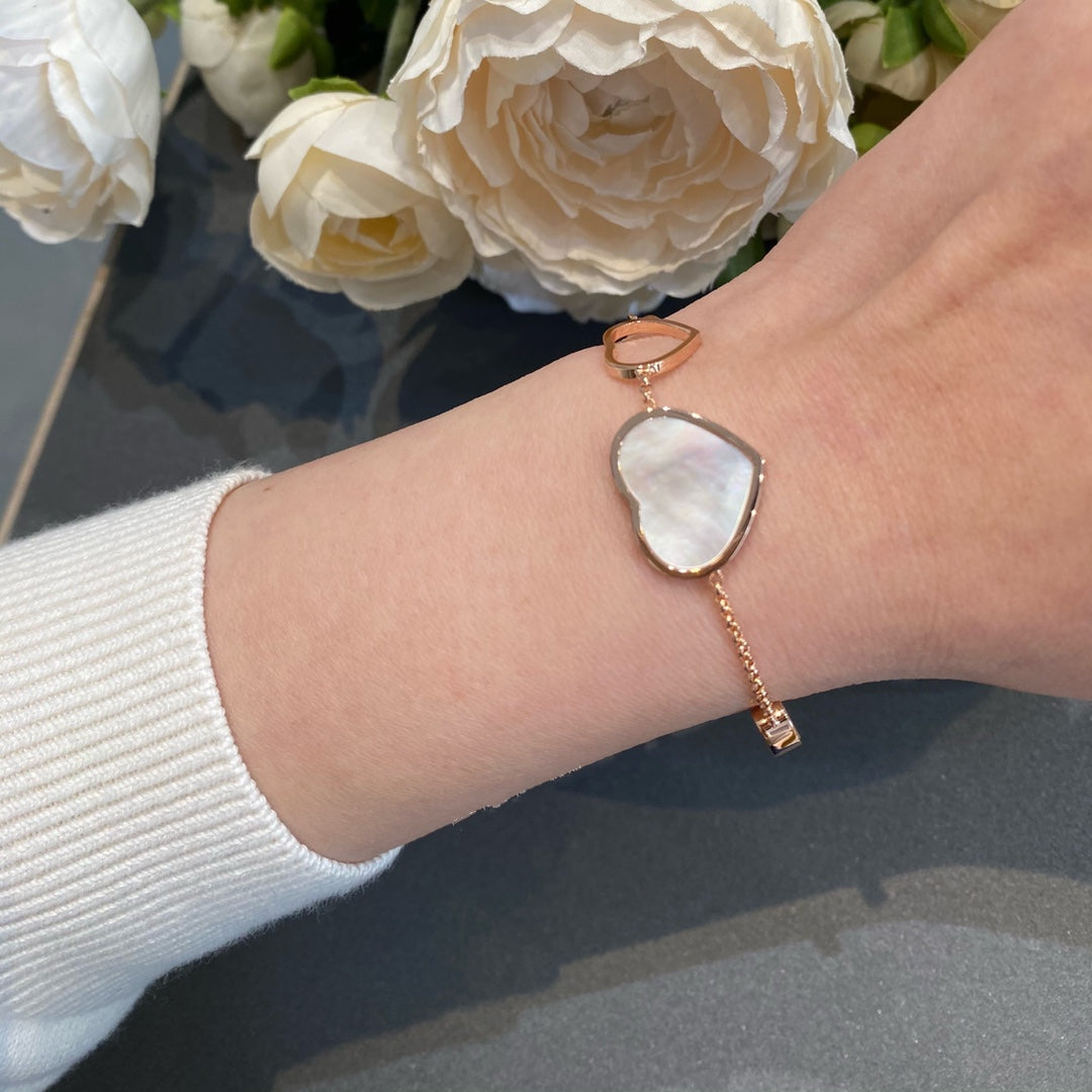 CHOPARD HAPPY HEART WHITE MOP PINK GOLD BRACELET