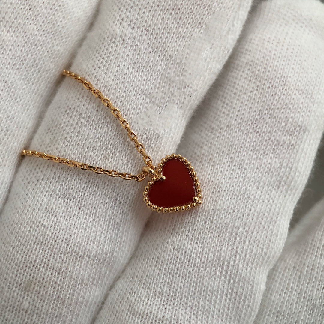 CHOPARD HEART CARNELIAN PINK GOLD NECKLACE