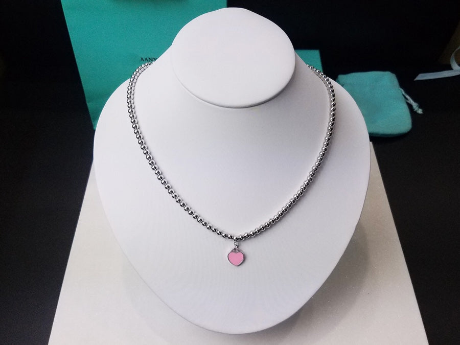TIFFANY HEART PEDANT SILVER BALL CHAIN NECKLACE