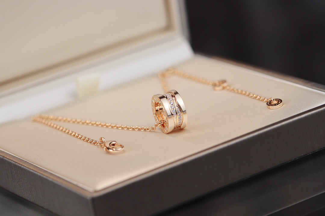 BVLGARI ZERO 1 PINK GOLD NECKLACE DIAMOND